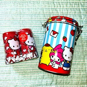 HELLO KITTY 4PC SET WITH CANISTER / SALT & PEPPER SHAKERS